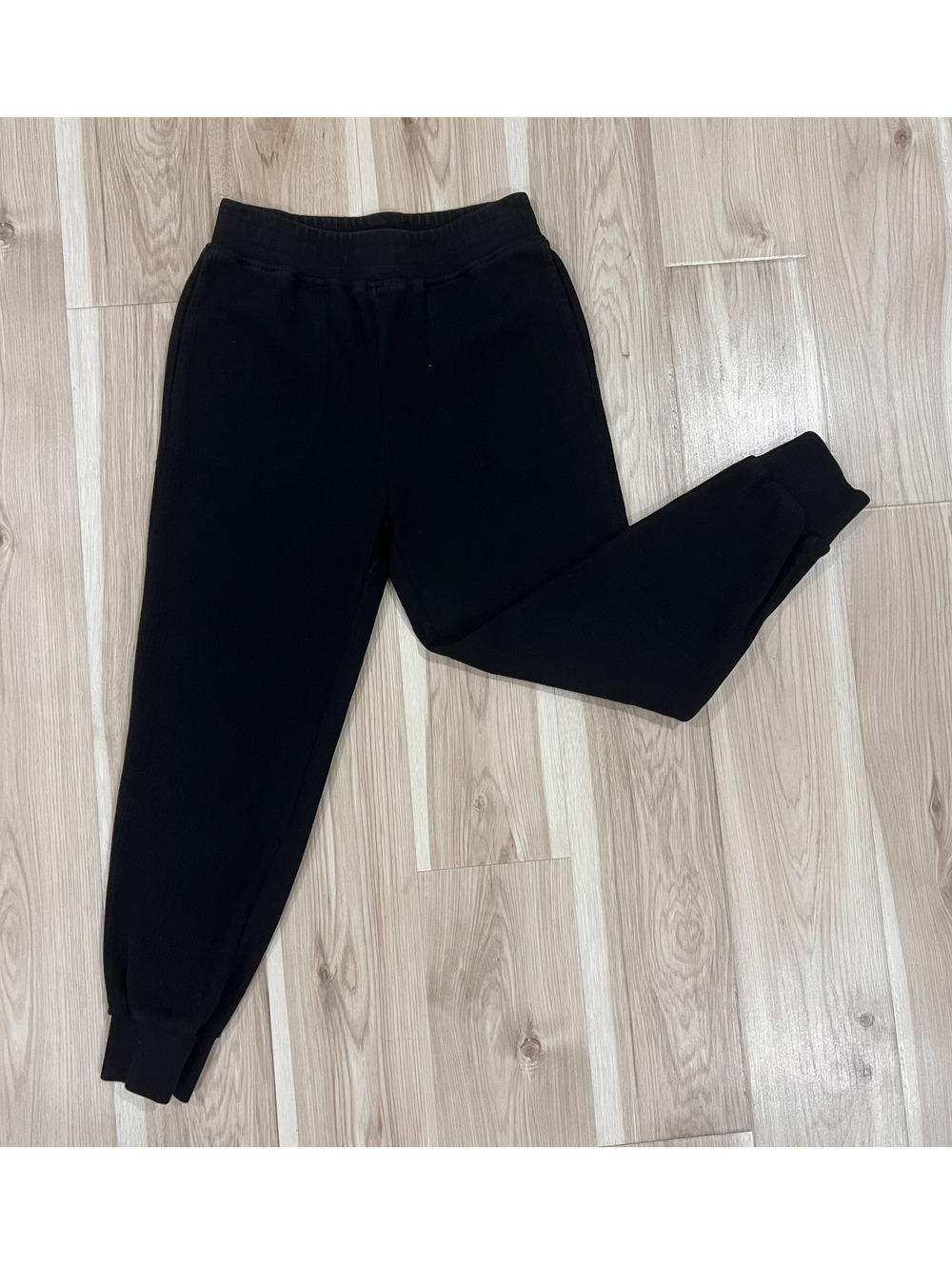Varley Russell Black Ribbed Knit Jogger Sweatpants Small
